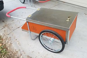 firewood cart with lid closed